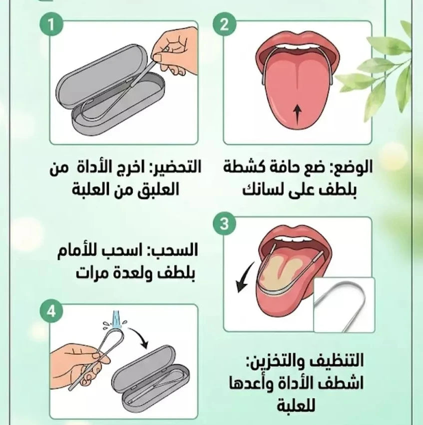 كشاطة لسان ، منظف لسان ، مكشطة لسان من الفولاذ المقاوم للصدأ، مزيل طبقة اللسان للبالغين، منظف لسان على شكل حرف U للتخلص من رائحة الفم + علبة محكمة الغلق للحفاظ عليها معك في اي مكان
