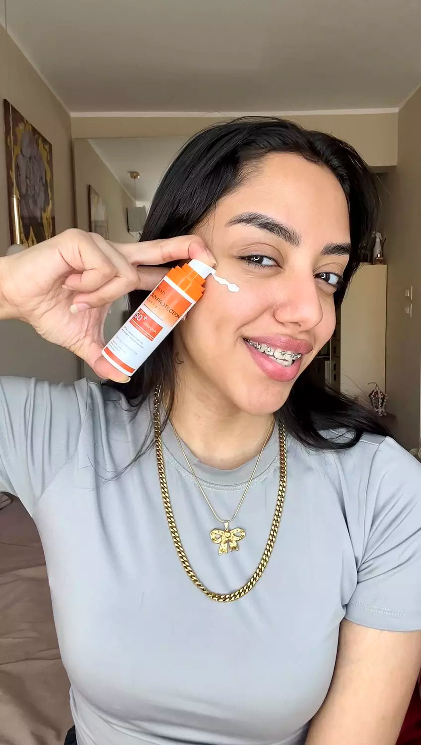 صن بروتيكشن لوشن صن سكرين طبي للحماية من اشعة الشمس SPF 50+ UVA / UVB بدون وايت كاست بدون ملمس دهني - مناسب كل انواع البشره حتي الدهنيه والحساسه