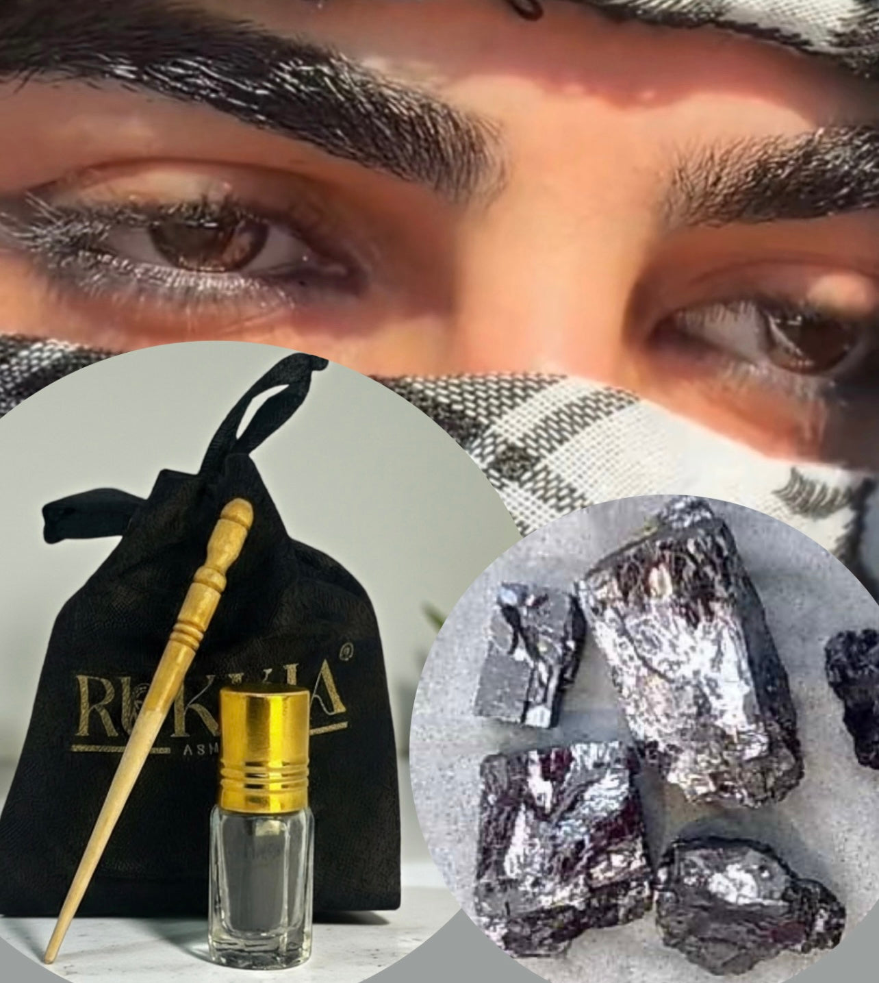 الكحل الاثمد الحجازي الاسود الاصلي طبيعي و خام 100% - يُستورد من الحجاز حجر و نبرده ونغسله بماء زمزم لمدة ثلاث ايام ثم يُطحن ناعم جداً بدون اي اضافات او خلط علي يد متخصصين
