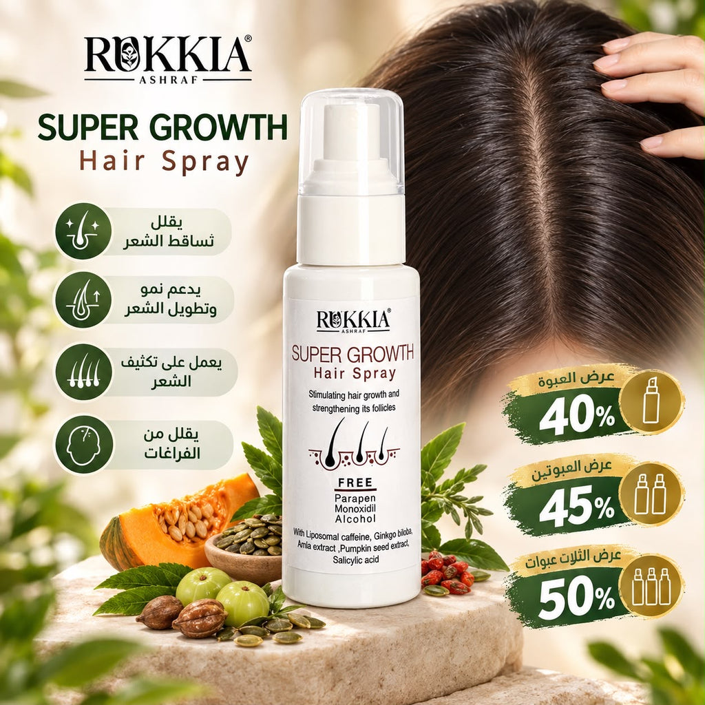 سبراي الشعر سوبر جروث بخاخ مائي . تساقط الشعر تقوية البصيله تكثيف وتطويل الشعر-60ml